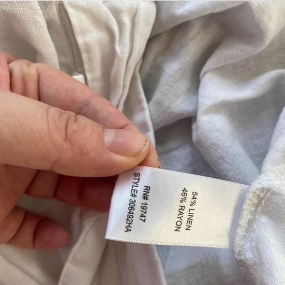 High Waisted White Linen Pants - Picture 3 of 5